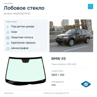 Лобовое стекло и автомобиль BMW X5 — коллаж