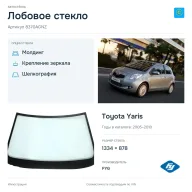 Лобовое стекло и автомобиль Toyota Yaris — коллаж