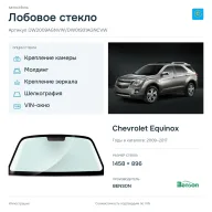 Лобовое стекло и автомобиль Chevrolet Equinox — коллаж