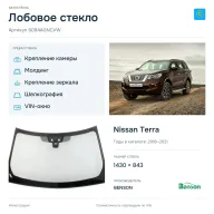 Лобовое стекло и автомобиль Nissan Terra — коллаж