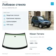 Лобовое стекло и автомобиль Nissan Terrano — коллаж