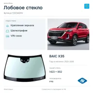 Лобовое стекло и автомобиль BAIC X35 — коллаж