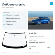 Лобовое стекло и автомобиль Audi A6 — коллаж