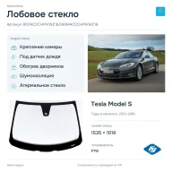 Лобовое стекло и автомобиль Tesla Model S — коллаж