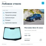 Лобовое стекло и автомобиль Mercedes-Benz B-класс — коллаж