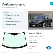 Лобовое стекло и автомобиль Lancia Delta — коллаж