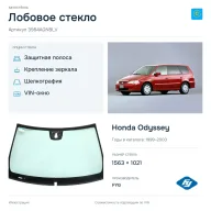 Лобовое стекло и автомобиль Honda Odyssey — коллаж