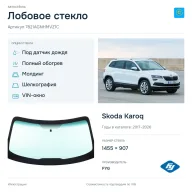 Лобовое стекло и автомобиль Skoda Karoq — коллаж