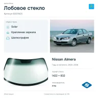 Лобовое стекло и автомобиль Nissan Almera — коллаж