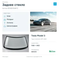Заднее стекло и автомобиль Tesla Model 3 — коллаж