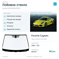 Лобовое стекло и автомобиль Porsche Cayman — коллаж