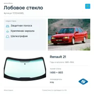 Лобовое стекло и автомобиль Renault 21 — коллаж