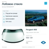 Лобовое стекло и автомобиль Peugeot 406 — коллаж
