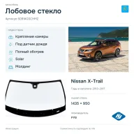 Лобовое стекло и автомобиль Nissan X-Trail — коллаж