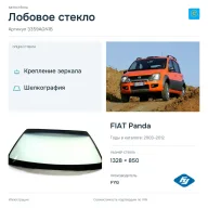 Лобовое стекло и автомобиль FIAT Panda — коллаж