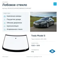 Лобовое стекло и автомобиль Tesla Model S — коллаж