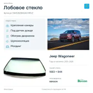 Лобовое стекло и автомобиль Jeep Wagoneer — коллаж