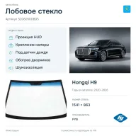 Лобовое стекло и автомобиль Hongqi H9 — коллаж