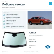Лобовое стекло и автомобиль Audi A4 — коллаж
