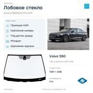 Лобовое стекло и автомобиль Volvo S90 — коллаж