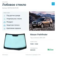 Лобовое стекло и автомобиль Nissan Pathfinder — коллаж