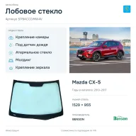 Лобовое стекло и автомобиль Mazda CX-5 — коллаж