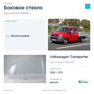 Боковое стекло и автомобиль Volkswagen Transporter — коллаж