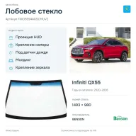 Лобовое стекло и автомобиль Infiniti QX55 — коллаж