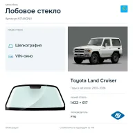 Лобовое стекло и автомобиль Toyota Land Cruiser — коллаж