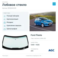 Лобовое стекло и автомобиль Ford Fiesta — коллаж