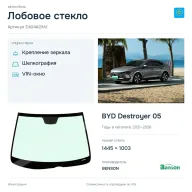 Лобовое стекло и автомобиль BYD Destroyer 05 — коллаж