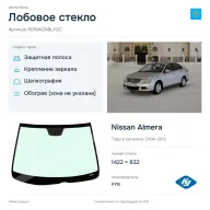 Лобовое стекло и автомобиль Nissan Almera — коллаж