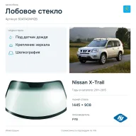 Лобовое стекло и автомобиль Nissan X-Trail — коллаж