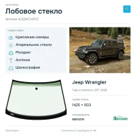 Лобовое стекло и автомобиль Jeep Wrangler — коллаж