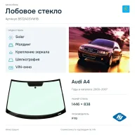 Лобовое стекло и автомобиль Audi A4 — коллаж