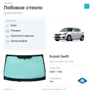 Лобовое стекло и автомобиль Suzuki Swift — коллаж