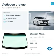 Лобовое стекло и автомобиль Changan Alsvin — коллаж