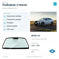 Лобовое стекло и автомобиль BMW X4 — коллаж