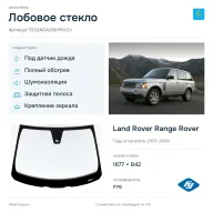 Лобовое стекло и автомобиль Land Rover Range Rover — коллаж
