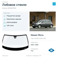Лобовое стекло и автомобиль Nissan Micra — коллаж
