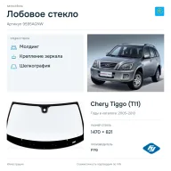 Лобовое стекло и автомобиль Chery Tiggo (T11) — коллаж