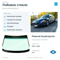 Лобовое стекло и автомобиль Maserati Quattroporte — коллаж