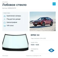 Лобовое стекло и автомобиль BMW X4 — коллаж