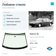 Лобовое стекло и автомобиль Saturn SL — коллаж