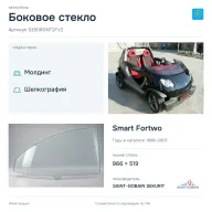 Боковое стекло и автомобиль Smart Fortwo — коллаж