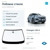 Лобовое стекло и автомобиль Changan UNI-K — коллаж