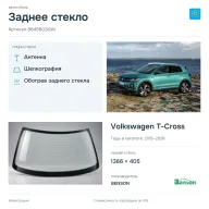 Заднее стекло и автомобиль Volkswagen T-Cross — коллаж