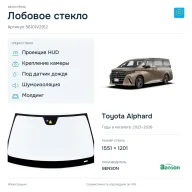 Лобовое стекло и автомобиль Toyota Alphard — коллаж