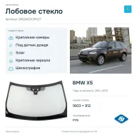 Лобовое стекло и автомобиль BMW X5 — коллаж