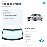 Лобовое стекло и автомобиль Suzuki Swift — коллаж